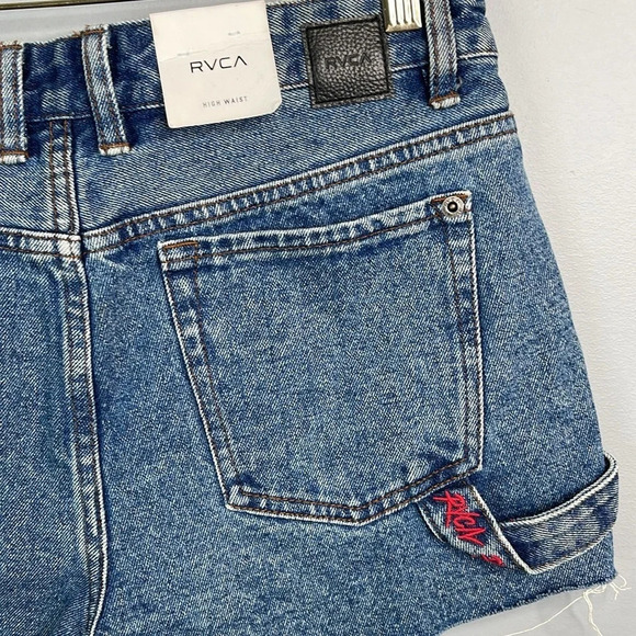 RVCA NWT The Highly Werked Carpenter Jean Shorts Vintage Vibe High Waist Size 29 - Picture 6 of 14